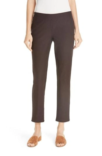 Eileen Fisher Washable Stretch Crepe Slim Ankle Pants In Clove