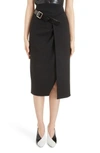 Givenchy Wool Cross-over Mid-length Skirt In Black