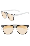 CALVIN KLEIN 52MM FLAT TOP SUNGLASSES - WHITE/ BLACK STRIPES,CKNYC1851SL