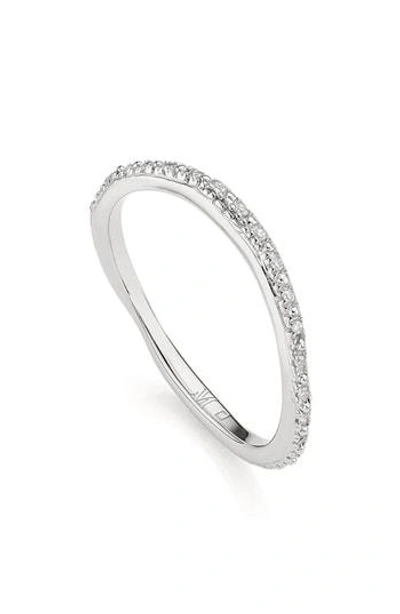 Monica Vinader Riva Wave Diamond Eternity Ring In Metallic