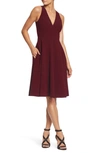 Dress The Population Catalina Fit & Flare Cocktail Dress In Burgundy