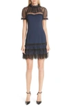 JONATHAN SIMKHAI TULLE LACE TRIM SHEATH DRESS,X1065-N