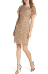 ADRIANNA PAPELL EMBELLISHED FLUTTER SLEEVE COCKTAIL DRESS,AP1E202224