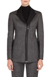 AKRIS ASYMMETRICAL ZIP DOUBLE FACE TWEED JACKET,959300020608