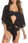 ELAN TIE-FRONT CROP COVER-UP TOP,RG1806