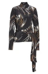 GIVENCHY WAVE PATTERN BELTED SILK TOP,BW60DN11C5