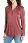 Eileen Fisher Long-sleeve Silk Charmeuse Button-front Shirt In Monterey
