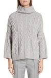 Max Mara Fungo Mock-neck Cable-knit Wool-cashmere Sweater In Grey