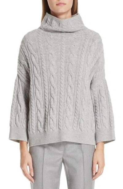 Max Mara Fungo Mock-neck Cable-knit Wool-cashmere Jumper In Grey