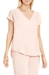 TWO BY VINCE CAMUTO LINEN V-NECK BLOUSE,9099067