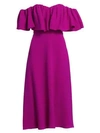 LELA ROSE Resort Off-The-Shoulder Silk Ruffle Dress