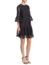 ML MONIQUE LHUILLIER Lace Bell Sleeve Shift Dress