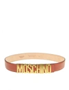 MOSCHINO BELT IN ROSE LEATHER WITH LOGO,10680519
