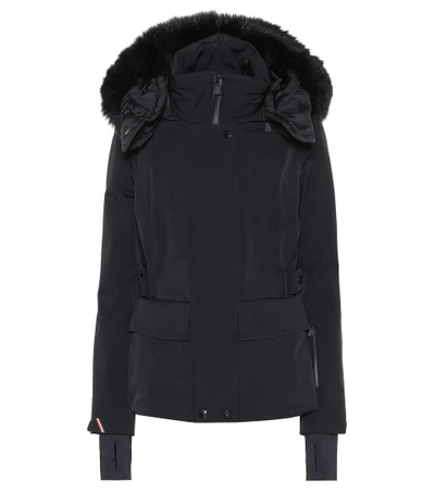 Moncler Entova Parka Coat W/ Removable Fur Hood In Black