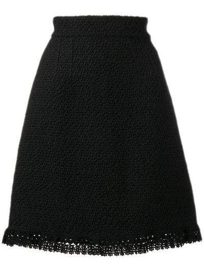 Dolce & Gabbana Boucle-wool A-line Skirt In Black