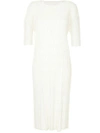 ISSEY MIYAKE PLEATS PLEASE BY ISSEY MIYAKE CLOVER LACE DRESS - WHITE