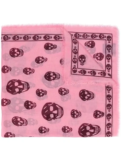 Alexander Mcqueen Skull Print Scarf In Pink