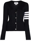 Thom Browne 4-bar Stripe Printed Cardigan In Black