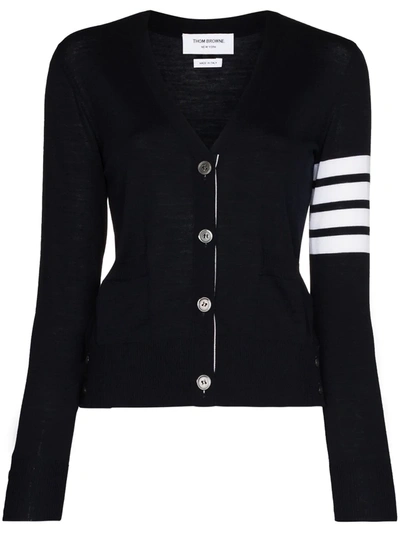 Thom Browne 4-bar Stripe Printed Cardigan In Black