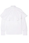 A.W.A.K.E. RUFFLED PINSTRIPED COTTON-POPLIN BLOUSE