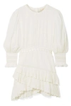 Loveshackfancy Lorelei Tiered Broderie Anglaise Cotton-gauze Mini Dress In White
