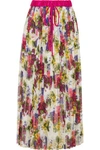 DOLCE & GABBANA PLEATED PRINTED CHIFFON MIDI SKIRT