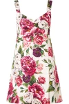 DOLCE & GABBANA FLORAL-PRINT COTTON-BLEND CLOQUÉ MINI DRESS