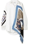 3.1 PHILLIP LIM / フィリップ リム OVERSIZED SATIN AND CREPE-TRIMMED PRINTED SILK-TWILL SHIRT