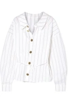 A.W.A.K.E. REVERSIBLE OVERSIZED PINSTRIPED COTTON-POPLIN SHIRT