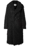 SAINT LAURENT OVERSIZED DOUBLE-BREASTED FAUX SHEARLING COAT