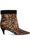 SAINT LAURENT CHARLOTTE LEOPARD-PRINT CALF-HAIR ANKLE BOOTS