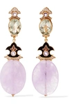 PERCOSSI PAPI GOLD-PLATED AND ENAMEL MULTI-STONE CLIP EARRINGS