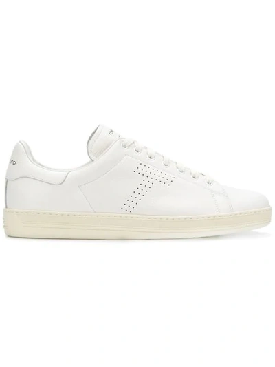 Tom Ford Off-white Grained Leather Warwick Sneakers