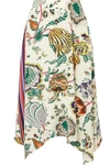 TORY BURCH MARIE PRINTED SILK CREPE DE CHINE MIDI SKIRT