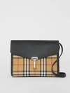 BURBERRY Small Vintage Check and Leather Crossbody Bag,40800751