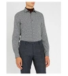 Paul Smith Soho Slim-fit Cutaway-collar Printed Cotton-poplin Shirt In Navy