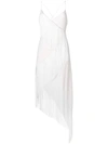 Givenchy Asymmetric Fringe Embellished Dress In White