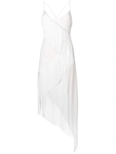Givenchy Asymmetric Fringe Embellished Dress In White