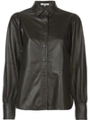 GANNI GANNI LEATHER SHIRT - BROWN