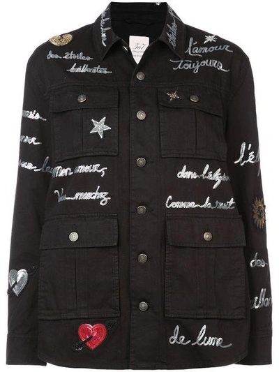 Cinq À Sept Embroidered Love Letter Canyon Jacket In Black