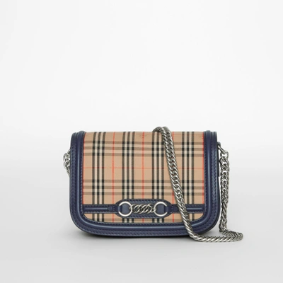 Burberry The 1983 Check Link Bag With Leather Trim In Blue