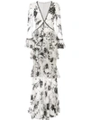 MARCHESA NOTTE EMBROIDERED FLORAL LACE DRESS