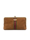 GUCCI BROWN OPHIDIA SUEDE CLUTCH