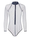 FLEUR DU MAL Velvet Trim Sheer Bodysuit,BS0125
