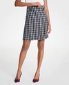 ANN TAYLOR PETITE HOUNDSTOOTH BUTTON TAB A-LINE SKIRT,476849