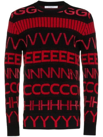 Givenchy Knitted Letters Sweater In Black