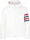 THOM BROWNE 4-BAR QUILTED DOWN SATIN TECH JACKET