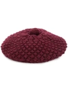 N.PEAL N.PEAL BRAMBLE STITCH BERET - RED