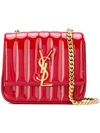 Saint Laurent Vicky Small Quilted Patent-leather Shoulder Bag In Red