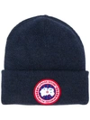 Canada Goose Arctic Disc Ribbed-knit Beanie In Blue